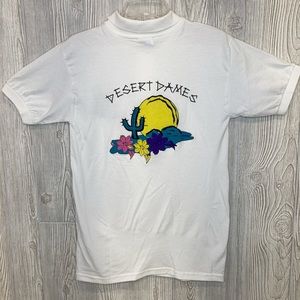 Desert Dames Motorcycle Club Polo Shirt, White Size Small, Front & Back Prints